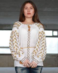 Blusa de lino bordada tradicional ucraniana para mujer, método de tejido de estilo informal, elemento de moda Simple para fiestas - Product Image 6