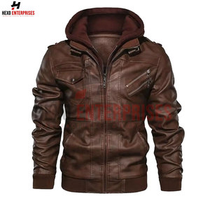 Chaqueta de cuero con capucha de calidad al mejor precio, chaqueta de cuero de moda personalizada para hombre hecha en Pakistán, chaqueta de cuero de moda - Product Image 2