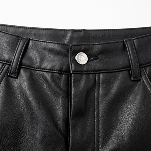 <b>Black</b> Faux Leather <b>Women</b> Pants High Waist Straight Leg Casual <b>Trousers</b> <b>with</b> <b>Pockets</b> - Product Image 6