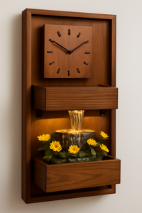<b>Wooden</b> Wall-Mounted Decor with <b>Carved</b> Angel <b>Animal</b> Cross Styles Featuring Clock Yellow Flower Waterfall Fountain Stone Material - Product Image 4