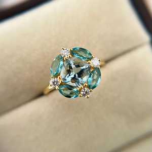 Ocean Breath Aquamarine Anillo de oro de 14 quilates Luz azul suave Calm Touch Natural ShinePure Flow Diseño elegante Aura suave Resplandor atemporal - Product Image 2