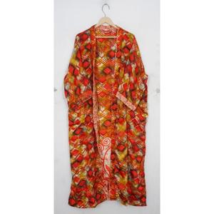 Vintage Japonés Maxi Robe Mujer Elegante Indio Reciclado Étnico Seda Sari Kimono Ropa de Playa Bikini Cubierta Patchwork Frente - Product Image 2