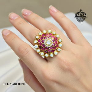 แหวนมอสซาไนต์สีชมพูทับทิม - Product Image 2