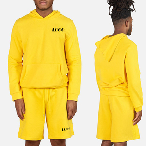 Custom Street Style <b>Men's</b> Jogging <b>Long</b> Sleeve Pullover Hoodie Sweat <b>Short</b> Two Piece Sets French Terry Casual Jogging <b>Short</b> Set - Product Image 1