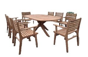 Modern Style Teak <b>Wood</b> Patio <b>Garden</b> Furniture Lightweight <b>Chairs</b> with Oval Dining <b>Table</b> for Hotel Usel From Indonesia - Product Image 5