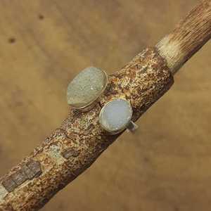 Top vente Druzzy Stone 925 argent fait à la main bague réglable Artisan fait fiançailles et cadeau de mariage elle avec diamant perle - Product Image 1