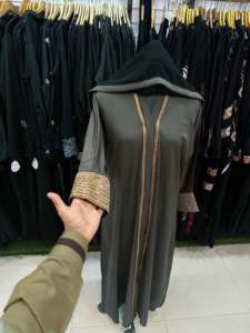 Chaîne élégante et modeste brodée à la main pour femmes avec diamants Abayas haut de gamme robes formelles traditionnelles de Dubaï tissu respirant - Product Image 2