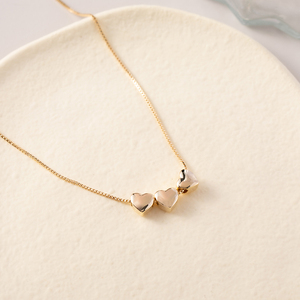 Design contrattato a forma di cuore minimalista oro argento e oro rosa placcato ciondoli collana alla moda catena clavicola per le donne - Product Image 1