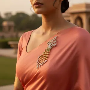 Broches Finos de Lujo para Mujer, Chapado en Oro, Broche de Diamantes y Esmeralda, Joyería Elegante - Product Image 2