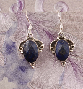 Pendiente de plata antigua de boda de Plata de Ley 925 con piedras preciosas de lapislázuli de alta calidad para regalo de aniversario - Product Image 2