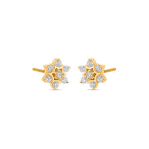 14k <b>Gold</b> Geometric <b>Stud</b> <b>Earrings</b> for Women Zircon & Pearl <b>Rose</b> or Yellow <b>Gold</b> Plated - Product Image 4