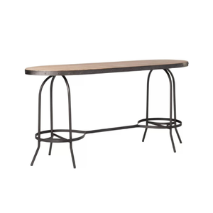 Table Console en bois de forme ovale avec pied en métal de haute qualité pour la fabrication de meubles de café de meubles de maison en Indonésie - Product Image 2
