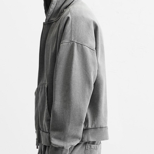 Sweat à capuche délavé pour hommes Sweat à fermeture éclair avec capuche en coton biologique Sweats à capuche pour hommes Polaire personnalisée Sweat pour hommes Expédition DDP - Product Image 6