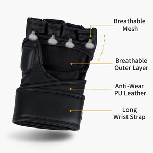ถุงมือครึ่งนิ้วหนังวัวแท้ mma ถุงมือต่อสู้ - Product Image 5