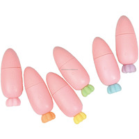 Ensemble de 6 stylos surligneurs miniatures en forme de carotte, mignons, de couleur pastel, fluorescents, pour les étudiants, fournitures scolaires