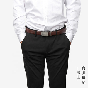 Cinturón de Vestir Formal de Cuero Genuino para Hombre con Hebilla de Trinquete de Aleación y Cierre Deslizante, Duradero - Product Image 2