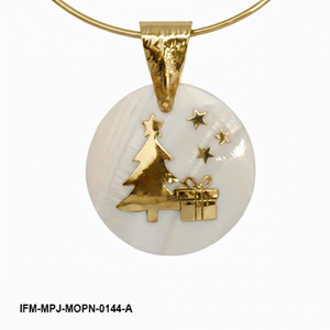 Collier de Noël festif en nacre avec finition dorée pour femme, cadeau pour elle - Product Image 2