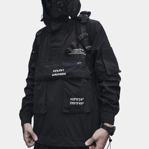 เสื้อแจ็คเก็ตผู้ชายสีดำสไตล์เทค ไซเบอร์ กันลม กันน้ำ มีกระเป๋าหลายช่อง ไซส์ใหญ่ มีฮู้ด สไตล์สตรีทแวร์ เทคนิค นินจา - Product Image 5