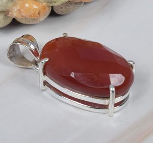 คอลเลกชันที่ทันสมัย925ทึบเงินสเตอร์ลิงจี้ดีเสน่ห์พลอยคาร์เนเลียนสีแดงแท้รูปไข่ตัดง่าม - Product Image 2