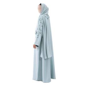 Powder Blue Embroidered Abaya For <b>Women</b> Muslim Modest Dress Dubai Style Islamic <b>Kaftan</b> Jalabiya Elegant Occasion Wear Gown - Product Image 2