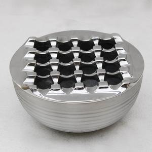 Round Base Top Square Aluminium <b>Metal</b> Cigar Ashtray Silver Polished Shinny <b>Grill</b> for Home and Hotels - Product Image 1