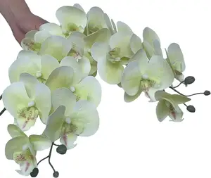 THAOF-139 Tampas de Orquídea tipo 3D flores artificiais real toque látex falso Phalaenopsis ramos 9 grandes flores 38 polegadas