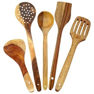 Ensemble de couverts en bois jetables écologiques de haute qualité Design classique comprenant des cuillères à fourchettes miroir Serveurs à salade pour les fêtes - Product Image 3