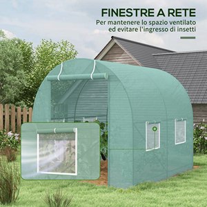 Outsunny Serre de jardin avec cadre en acier et 4 fenêtres en PE 2.5x2x2m, vert - Product Image 6