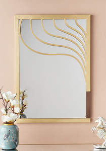 Espejo de montaje en pared de diseño Vintage moderno, rayas onduladas doradas únicas, espejos de pared de baño redondos con marco de Metal, decorativos para el hogar - Product Image 6