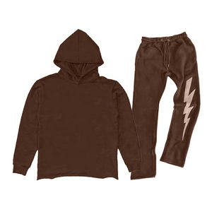 Survêtement vintage d'hiver lavé à l'acide imprimé sur mesure en gros Ensemble sweat à capuche et pantalon de survêtement unisexe Streetwear vieilli - Product Image 6