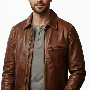 Chaqueta de Cuero Genuino para Hombre, Personalizada, de Alta Calidad, Diseño Moderno, Tacto Suave, Prenda Exterior Duradera - Product Image 3