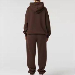 Survêtement d'hiver pour femme de couleur unie, vêtements de rue, à capuche, léger, respirant, 100% coton, survêtement décontracté personnalisé pour adulte - Product Image 6