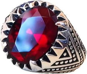 Bague pour homme en gros, nouvelle arrivée, pierre précieuse naturelle grenat rouge, pierre de naissance de janvier, bijoux pour la fête des pères, bague en argent sterling 925 - Product Image 1