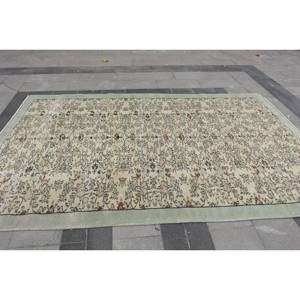 พรมขนสัตว์ลายเย็บปะต่อสีเขียวสีเบจคลาสสิกขนาด6.2x9.7ฟุตสไตล์ตุรกี Aubusson ดีไซน์สำหรับห้องนั่งเล่นข้างเตียงห้องโถงน้ำยางสี่เหลี่ยมผืนผ้า - Product Image 4