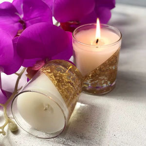 Bougie parfumée en cire de soja de luxe opulente avec feuille d'or, décoration d'intérieur haut de gamme, cadeau de mariage, faveur de fête, hôtel, spa, artisanat - Product Image 1