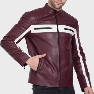 Veste en cuir pour hommes personnalisée de haute qualité support en toile grande taille confortable chaud hiver extérieur moto imperméable coupe-vent - Product Image 2