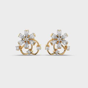 Pendientes de Diamantes de Corte Pera con Diseño Floral de Lujo en Oro Rosa/Amarillo/Blanco de 9K |   Joyería Certificada IGI para Fiestas y Regalos - Product Image 5