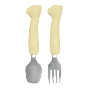 Set forchetta e cucchiaio in Silicone in acciaio inossidabile per lo svezzamento a guida Baby (BLW) - Product Image 3