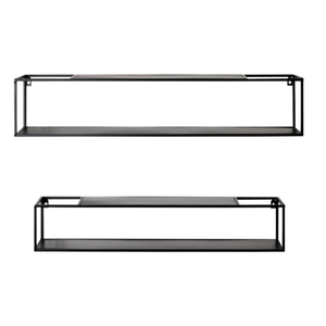 Étagères murales suspendues, cadre en métal et support en bois, bibliothèque pour salon, stockage d'affichage, meubles rustiques modernes, design - Product Image 1