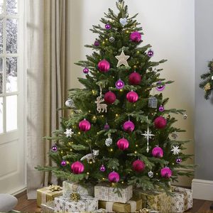 Palline di Natale in plastica infrangibile fucsia da 6cm 30 pezzi lucide/opache per la decorazione e le feste dell'albero - Product Image 2