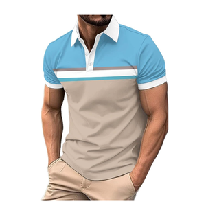 Men's Summer New Striped polo <b>Shirt</b> Short Sleeved Business casual <b>Button</b> Sportswear Men's Wear Polo <b>Shirts</b> - Product Image 1