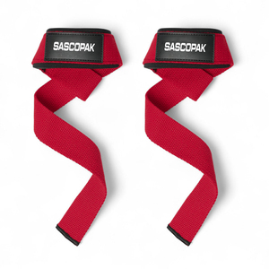 Sangles de levage en coton rouge SASCOPAK, réglables, pour entraînement de force, unisexe, antidérapantes, pour soulevé de terre - Product Image 1