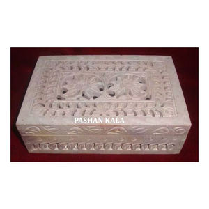 Rectangular Shape Natural Soapstone Hand Carving Amazing Design Jewelry <b>Storage</b> <b>Box</b> For Home Decorative And Gifted Purpose - Product Image 1