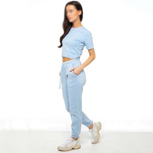 Nouveau design Logo broderie impression toile plat femmes Cargo pantalon automne coupe régulière taille moyenne couleur unie 100% coton - Product Image 4