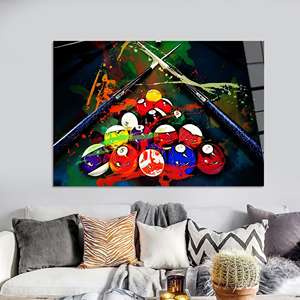 Impression sur toile : Art mural en verre trempé sur le thème du billard - Décoration ludique pour la pièce, ART EN VERRE TREMPÉ - Product Image 1