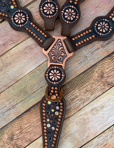 Kaamkaaj Genuine Leather Western Saddle Horse Tack <b>Set</b> Buckle Closure <b>Beaded</b> Headstall Breast Collar-Riding Customization - Product Image 3