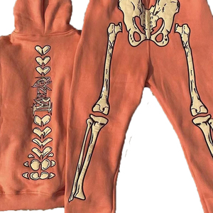 Chándales con LOGOTIPO personalizado de 500GSM, bordado de socorro, Vintage/lavado ácido, French Terry Zip up, trajes para hombre - Product Image 5