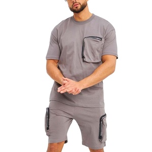 Men's Breathable Casual Summer Sweat Suit <b>Twin</b> <b>Set</b> 2-Piece Short Sleeve T-Shirt and Shorts 2027 - Product Image 5