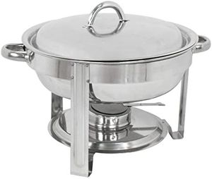 Plato de frotamiento de acero inoxidable resistente con sartén extra profunda para servir grandes cantidades de alimentos - Product Image 1