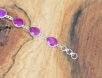 Pulsera de Cadena Romántica para Mujer, Plata de Ley 925, Chapada en Oro y Rodio, con Incrustaciones de Rubí, Hecha a Mano, para Boda